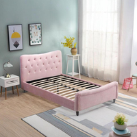 Lit plateforme moderne de style mid-century, simple et luxueux, rose, pour chambre d'hôtel, avec rangement, écologique, pliable, taille complète