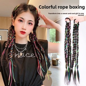 Queue de cheval tressée pour femme, style Y2K, longue, torsadée, haut de gamme, colorée, avec bande élastique, résistante à <span class=keywords><strong>la</strong></span> chaleur - Product Image 5