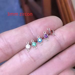 Vintage 925 Sterling Silver Bezel Tip Bottom Zircon Charm Connection Piece Birthstone Pendentif Avec Double Boucles Bijoux Résultats - Product Image 5