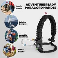 Bouteille d'eau isotherme de 64 oz avec couvercle à paille, sac de transport portable, gourde d'eau d'un demi-gallon avec poignée en paracorde pour la randonnée