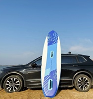 Planche à pagaie gonflable double couche bleue 11 pieds avec voile, pagaie, aileron, pompe et leash - Garantie 2 ans pour le surf en vagues