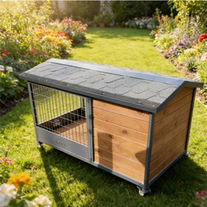 Abri pour animaux <span class=keywords><strong>de</strong></span> compagnie en métal ondulé pour l'extérieur - Esthétique industrielle avec isolation phonique contre la <span class=keywords><strong>pluie</strong></span> - Product Image 3