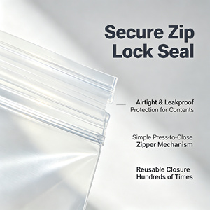 Sac en plastique refermable transparent avec fermeture éclair, LDPE, pour le stockage des aliments, emballage pour les collations, les fruits, utilisation en cuisine - Product Image 2