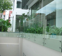 Rampe murale en verre avec poteaux de fixation pour terrasse et escalier, support de verre creux