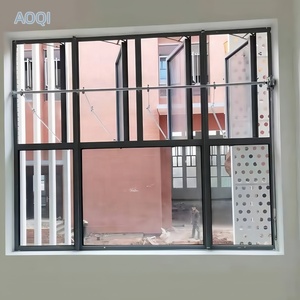 Ventanas de aluminio con bisagras planas oscilantes insonorizadas de doble capa personalizadas para el hogar con un diseño de estilo puente - Product Image 5