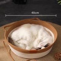 Tissé à la main solide motif coton corde chat lit naturel fait à la main pliable nid de couchage panier avec berceau jouant corde balle