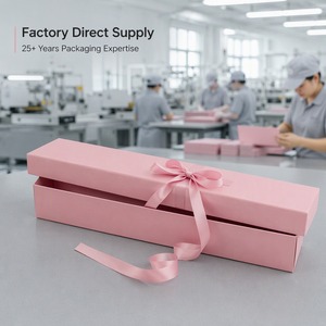 Boîte cadeau plate rose clair imperméable personnalisée en gros avec doublure en éponge, nœud allongé, cavité encastrée, finition mate, directement de l'usine - Product Image 4