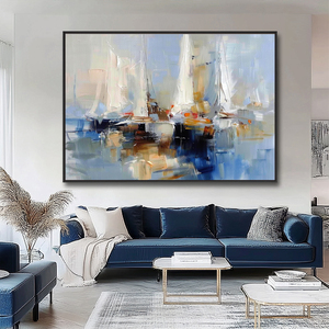 Hiện đại trừu tượng cảnh biển sơn dầu trên cao cấp <span class=keywords><strong>Canvas</strong></span> handmade với dày Palette dao kỹ thuật cho trang trí nội thất - Product Image 3