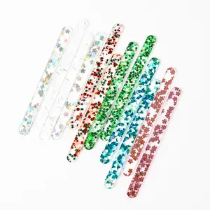 Toptan yenilebilir Popsicle dondurma kalıp çubukları tek kullanımlık renkli Glitter dondurma sopa akrilik