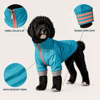 Veste coupe-vent pour chien, col cheminée, fermeture éclair sur le devant, résistante à l'eau, coupe-vent, légère, avec poignets rayés pour chiens de taille moyenne à grande