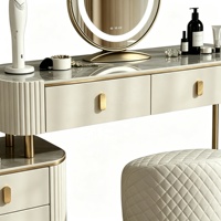 Table de toilette extensible moderne en bois massif sur mesure avec miroir tactile LED haute définition pour hôtel, appartement, chambre à coucher - Vente en gros de produits de maquillage