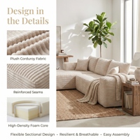 Leicht zu Reinigendes Cord-Sofa Modernes Sektionalsofa Flach Verpackt Komprimiertes Sofa Hochdichter Schaumstoff Modulares Sofaset