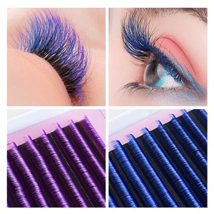 Extensiones de pestañas coloridas al por mayor personalizadas fábrica JOMAY, bandeja de pestañas individuales color púrpura/rosa/marrón - Product Image 4