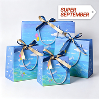 Super Setembro: Sacola de Presente para Pintura a Óleo 230gsm, Arte Mar Estrelado, Fita Bicolor, Embalagem para Doces de Aniversário e Confeitaria, Sacola de Compras Atacado