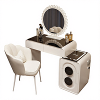 Tables de maquillage avec haut-parleur audio intégré et miroir anti-buée, coiffeuse gain de place pour la chambre à coucher, usage domestique