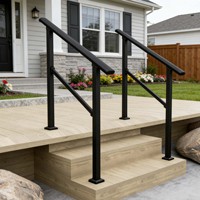 Rampe d'escalier extérieure moderne robuste réglable de 0 à 5 marches – Kit de garde-corps