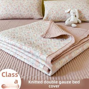 Housse de lit matelassée personnalisable en <span class=keywords><strong>gaze</strong></span> <span class=keywords><strong>double</strong></span> couche épaissie, ensemble trois pièces, adaptée à toutes les saisons, drap de lit antidérapant Tatami - Product Image 2