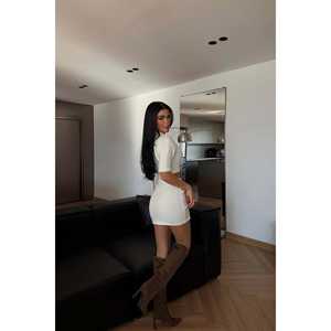 Women's Alondra <b>White</b> Knit Set Elegant Sweater <b>Skirts</b> - Product Image 1