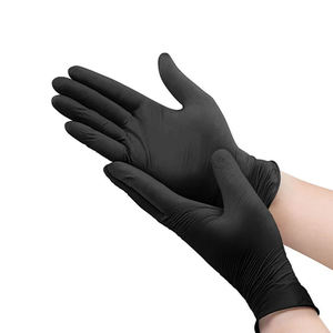 Gants jetables noirs médicaux de nitrile de main de travail de catégorie comestible sans poudre - Product Image 1