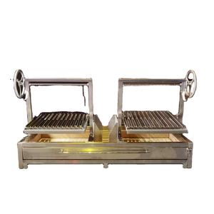 Barbecue moderne en bois et acier inoxydable de 62 pouces avec design réglable en hauteur des deux côtés et dispositif de sécurité anti-flamme - Product Image 2