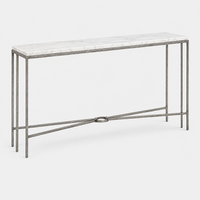 Table console en marbre à piètement fin en X, avec centre de table circulaire, pour mobilier de villa de luxe