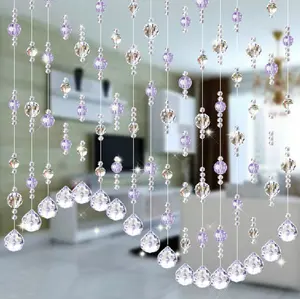 批发水晶玻璃珠窗帘悬挂派对婚礼装饰水晶玻璃珠窗帘