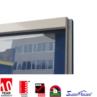 Fenêtres fixes à charnières en alliage d'aluminium moderne, double vitrage trempé, isolation thermique pour devanture de magasin