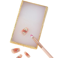 Nouvelle palette rectangulaire en résine pour nail art, outil de manucure, palette de peinture pour vernis, fournitures pour ongles, bord doré, présentoir de couleurs de gel et de maquillage