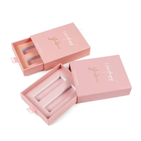 Vente en gros Boîtes de brillant à lèvres roses imprimées sur mesure Pack de tiroir cadeau spécial pour rouge à lèvres Boîtes en papier cosmétique recyclé Doublure en éponge