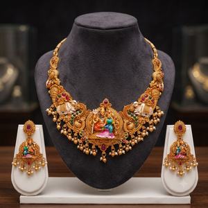 Gold Plated Bridal <b>Set</b> Choker Necklace Drop Earrings Tikka Ethnic Zircon Trendy Wedding Engagement Anniversary High Quality - Product Image 2