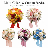 Bouquet de mariée artificiel fait main multicolore avec roses en soie, fleurs artificielles pour mariage en extérieur, décoration de table, décoration de la maison, bouquet de mariée