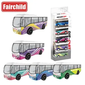 5PCS simulation pull back miniatures enfants alliage bus jouets bus moulé sous pression avec des lumières musique