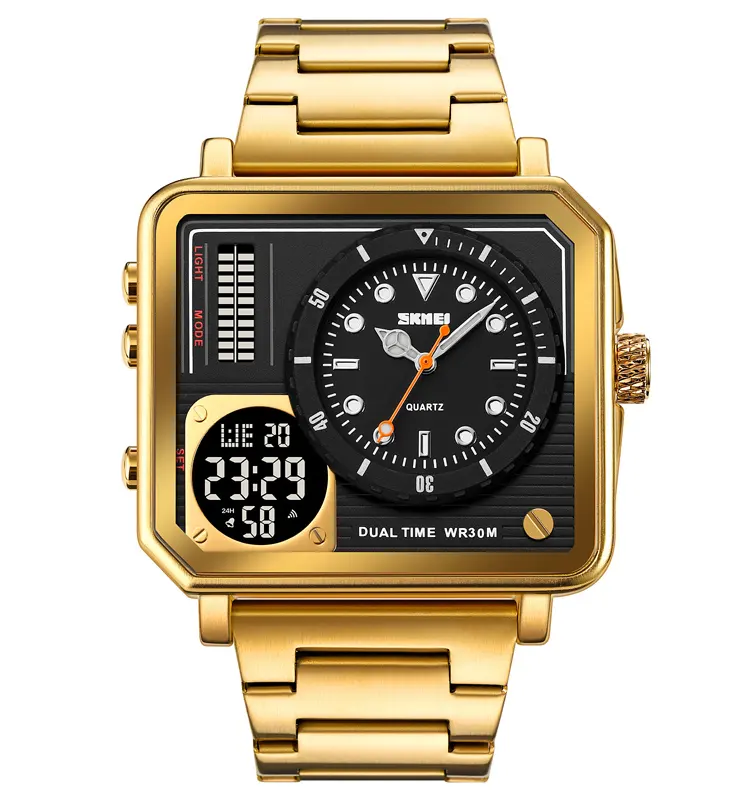SKMEI卸売2025高品質カスタム腕時計メンズ多機能アナログデジタルステンレススチール腕時計mmen手首