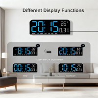 Horloge murale numérique à affichage LED avec alarme, réglage de la luminosité, compte à rebours, température, pour la maison, le bureau, le bureau à domicile