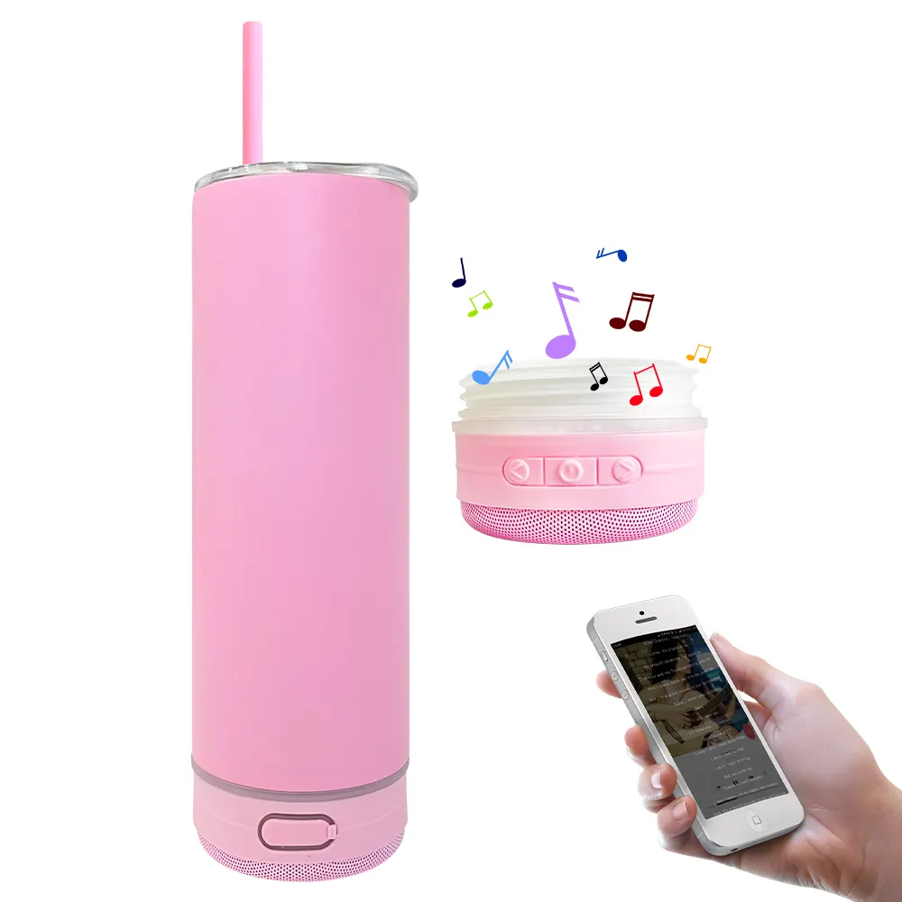 USB sạc Matt Macaron màu 20oz loa âm nhạc Tumbler cho thuốc nhuộm thăng hoa Nhiệt Báo Chí đầy màu sắc Máy nghe nhạc không dây Tumblers