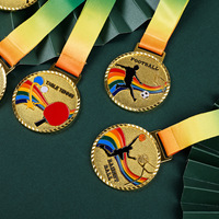 Médaille sportive en alliage de zinc avec logo personnalisé, gravure laser + impression numérique, or, argent, bronze, récompense pour tournoi, remise de diplôme