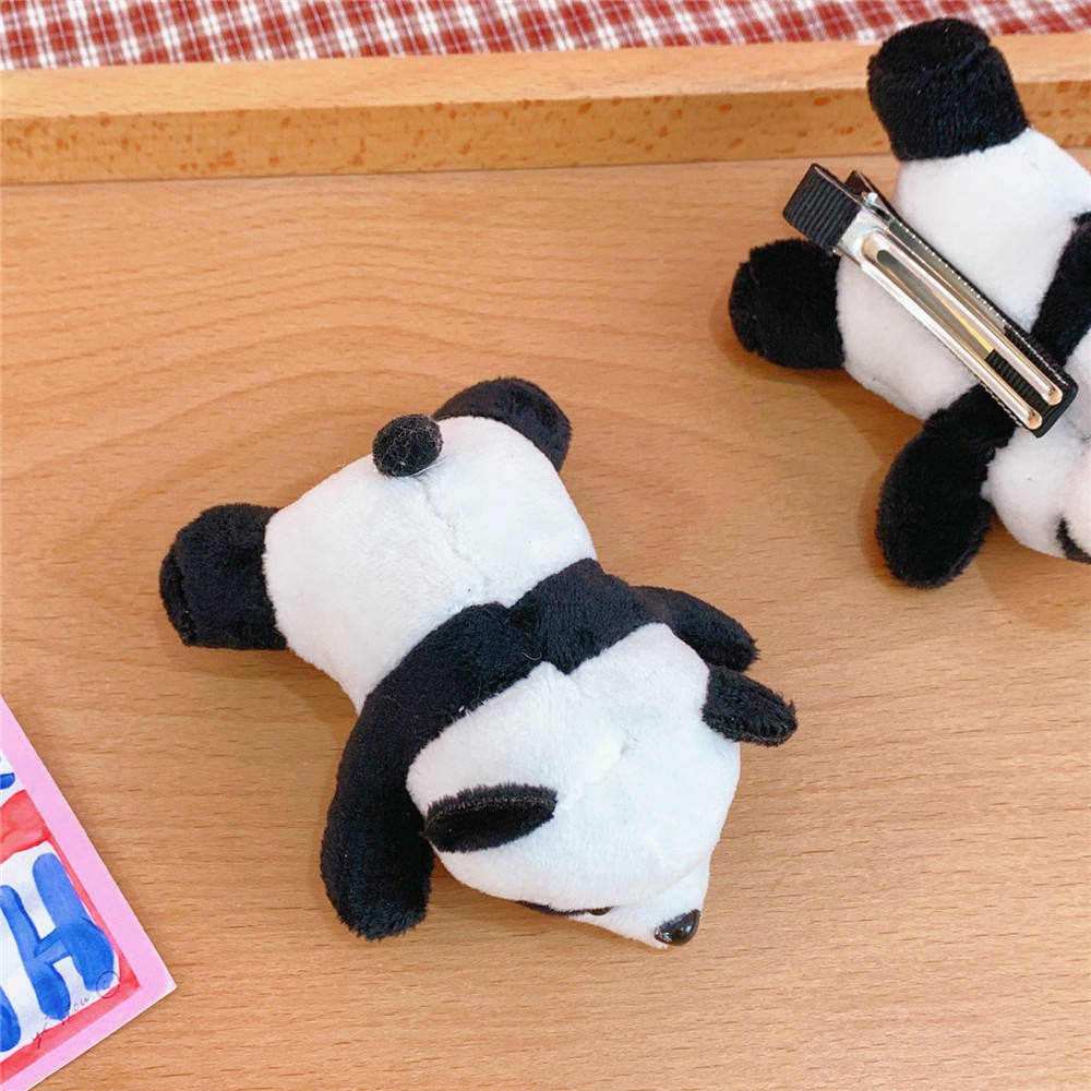 Tschick Cartoon Ornament Cute Little Panda Hair Band Hairband Ins Panda Brooch Lying Doll Bag Accessories Female