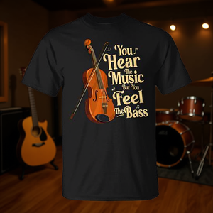 T-shirt unisexe pour adulte à manches courtes et col rond avec impression sérigraphique « Upright Bass You Hear The Music Double Bass Fiddle » - Product Image 3