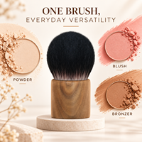 Pinceau de maquillage pour le visage en bois de noyer avec poils en fibres pour l'application du maquillage facial