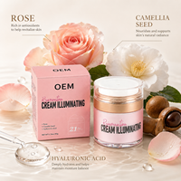 Crème à l'acide hyaluronique OEM ODM pour le visage, crème hydratante illuminante et éclaircissante pour le visage, avec logo personnalisé