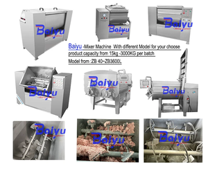 Mélangeur à viande industriel 500L en acier inoxydable, marque Baiyu, équipement <span class=keywords><strong>de</strong></span> mélange sous vide à double arbre et décharge latérale pour viande - Product Image 5