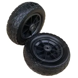 10英寸3.50-4聚氨酯泡沫防刺穿平自由轮胎轮实用货车拖车手推车车轮