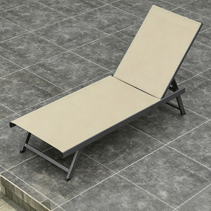 Chaise longue multifonctionnelle pliable pour patio et villa, idéale pour la plage et la piscine, <span class=keywords><strong>avec</strong></span> dossier réglable et dossier inclinable en maille pour la détente - Product Image 5