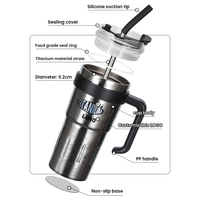 Ensemble de tasses Panda en titane à double paroi avec isolation sous vide de 800 ml, bouteille d'eau en titane pur pour coffret cadeau