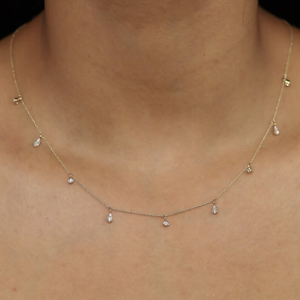 สร้อยคอเพชรเลี้ยงในห้องปฏิบัติการ ดีไซน์เรียบหรู สีทองคำขาว รูปทรงหยดน้ำ ซ้อนกันเป็นชั้นๆ ของขวัญวันครบรอบ - Product Image 6