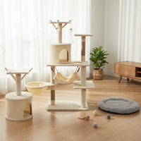 KINGHON KH-086 Arbre à chat de luxe moderne et classique à 2 niveaux, avec hamac, condo et griffoir interactif en sisal pour chatons