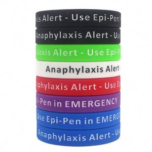 Pulsera de Silicona de Alerta a Reacciones Alérgicas, Prevención de Enfermedades, Advertencia Médica Hospitalaria, Pulseras de Goma con Frases, Regalos Promocionales - Product Image 1