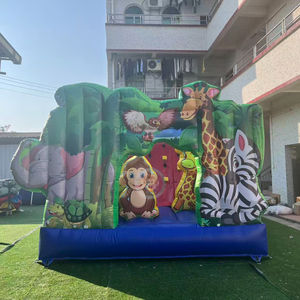 Parcours d'obstacles gonflable <span class=keywords><strong>rouge</strong></span> et vert avec toboggan pour enfants - Château gonflable combiné pour jeux amusants - Product Image 1