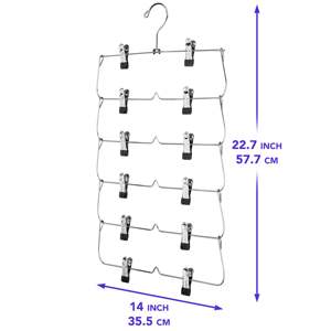 Porte-vêtements pliable Db à 6 niveaux en plastique chromé, gain de place pour jupes, pantalons, serviettes, soutiens-gorge - Product Image 6