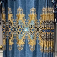 Cortinas Translúcidas de Lujo Estilo Europeo con Bordado Chenille y Patrón de Paisaje, Elegantes Cortinas Jacquard Huecas para Sala de Estar